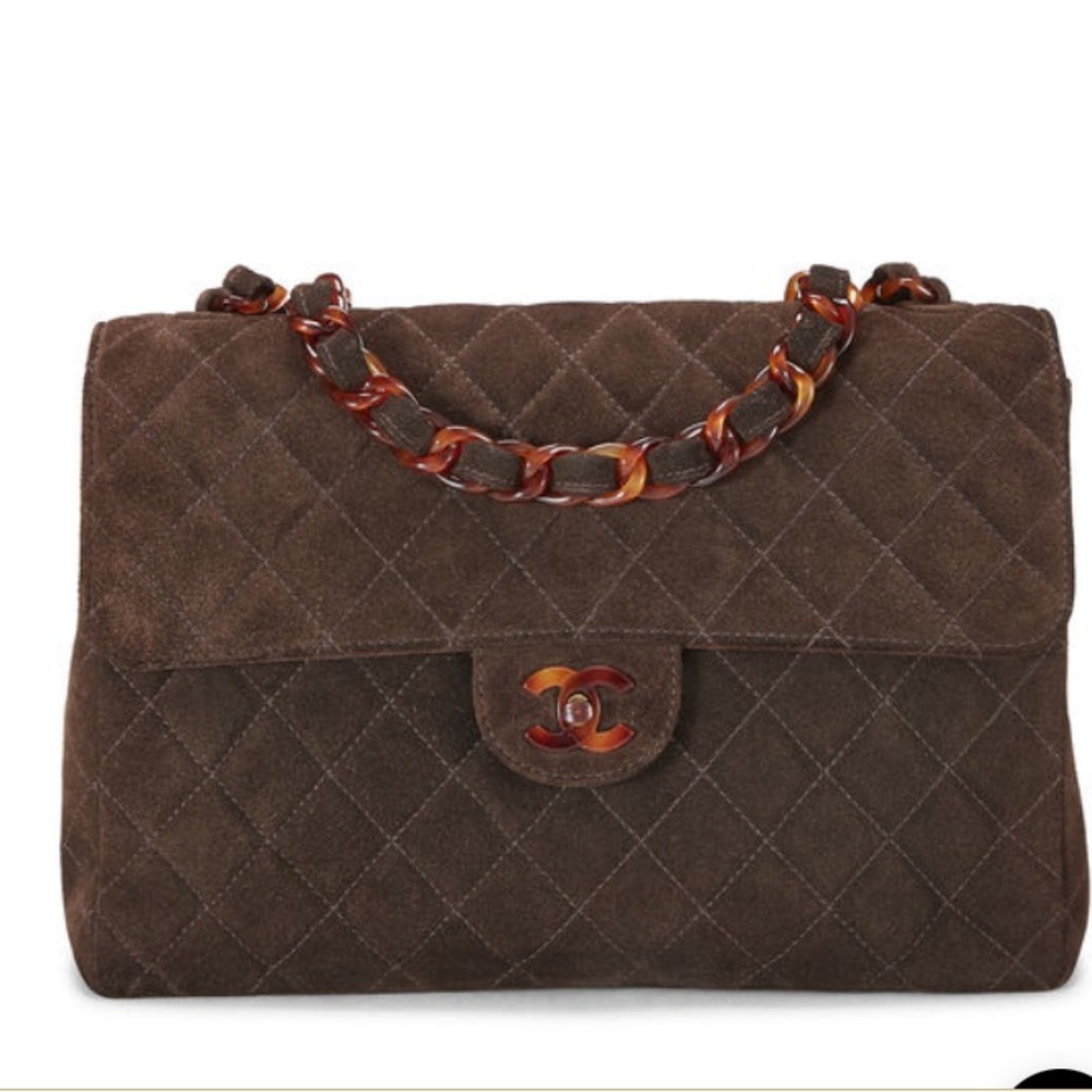 Chanel suede jumbo flap bag